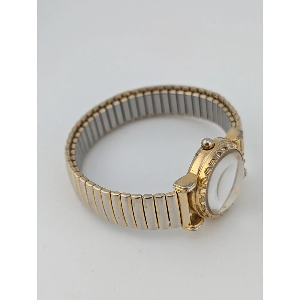 Vintage Watch-It Women's Abalone Dial Gold Stretch Band Watch- New Battery